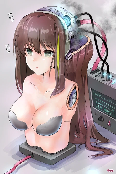 Skeb納品しました。内容「後頭部の電子脳にケーブルが挿し込まれて解析されているM4A1」。ご依頼ありがとうございました!(※これは健全バージョン。差分は後でpixivに上げます)#ドルフロ 