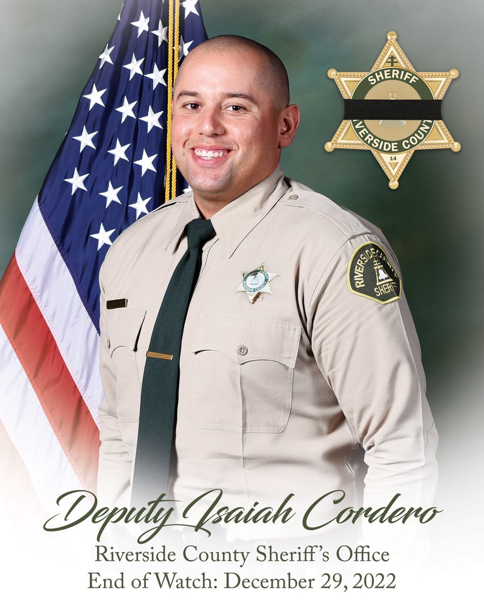 With heavy hearts, we announce the devastating death of Deputy Isaiah Cordero, who was killed in the line of duty this afternoon. Our Department would like thank the community and our allied agencies for the outpouring show of support during this tragedy.