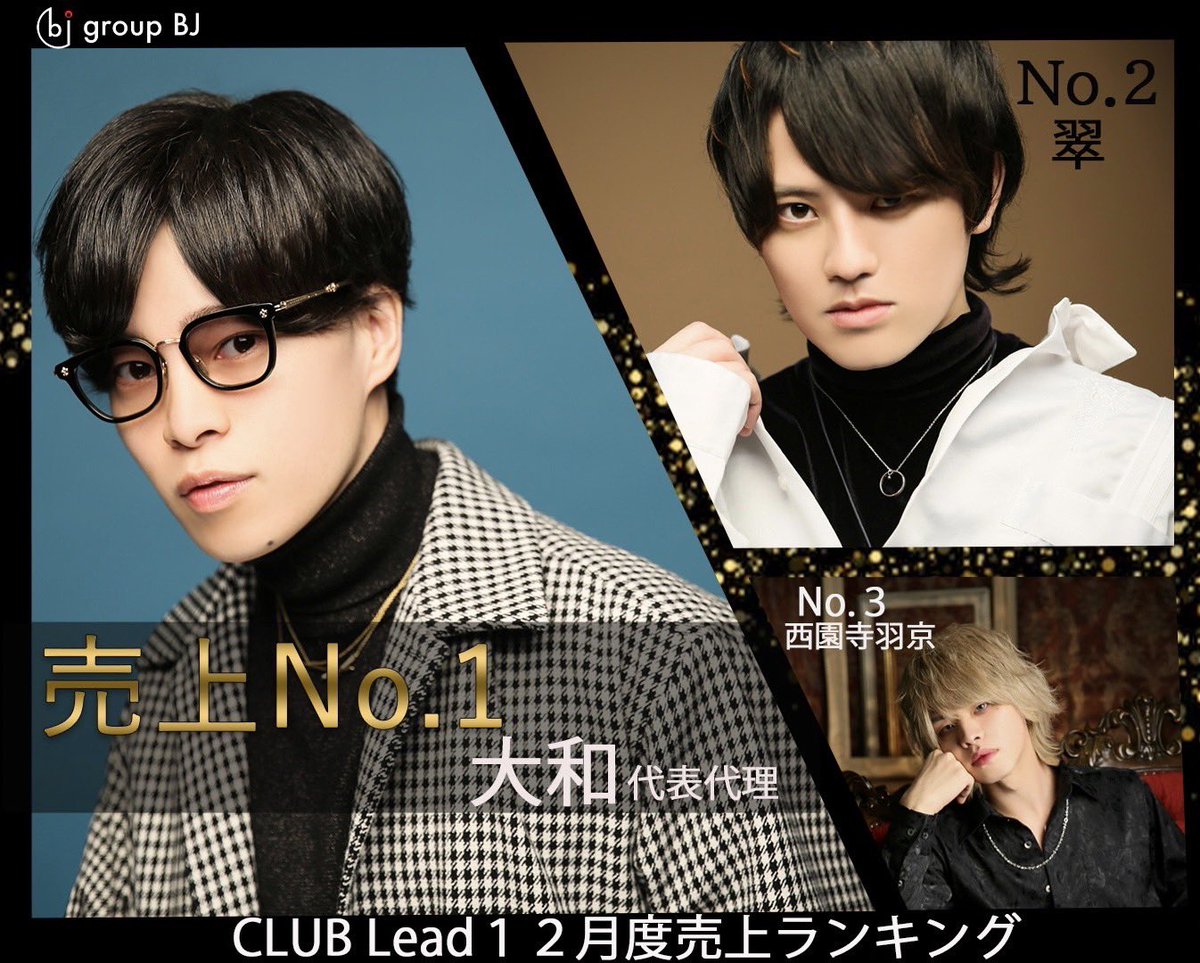 CLUBLead0320's tweet photo. 12月度 ナンバー発表

《No.1》大和 代表代理 @groupBJ_yamato 

《No.2》 翠  @groupBJ_sui

《No.3》 西園寺羽京　@groupBJ_ukyo 

羽京が初ファースト突破！！更に飛躍を目指す。
そして、大和代表代理が見事にNo.1で感動のフィニッシュ🔥 https://t.co/8V76KuBSZz