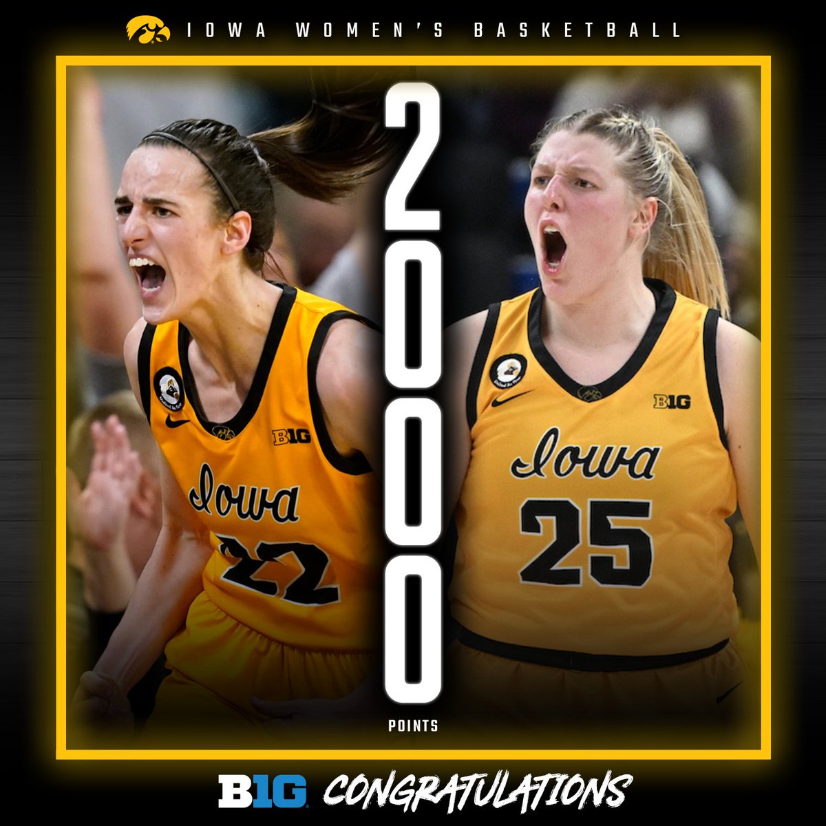 B1Gwbball's tweet photo. 🚨🏀 HISTORY MADE! 🎉🎉

Congratulations to @IowaWBB’s Monika Czinano (@MCzinano) on scoring her 2,000th career point! 👏 

Czinano and Caitlin Clark (@CaitlinClark22) are the first #B1GWBBall teammates ever to reach 2,000 points in the same season! 🤯 https://t.co/9b23j61Jic