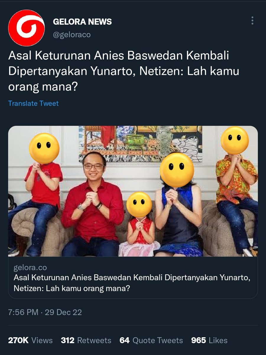 StefanAntonio__'s tweet photo. .
.
INI SUDAH KETERLALUAN @geloraco !!!

Berpolitik harus tau Adab dan Etika ..
Bang @yunartowijaya yg bikin tuitan,
kenapa kalian @geloraco serang Keluarganya?!!

Berani kalian mengusik Keluarga seorang Laki-Laki, maka terima konsekuensimu !!

@dewanpers hrs tindak TEGAS !!
.
. https://t.co/g6ZMz0VtFS