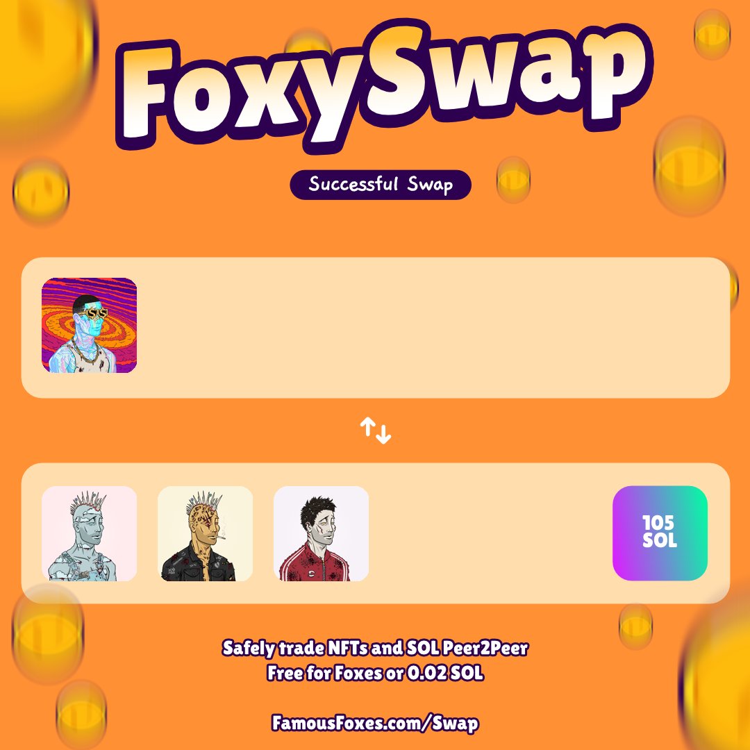 fffsales's tweet photo. New swap completed! @FamousFoxFed #FamousFoxes
Use FoxySwap for secure P2P swaps. https://t.co/PPqfggFjlA