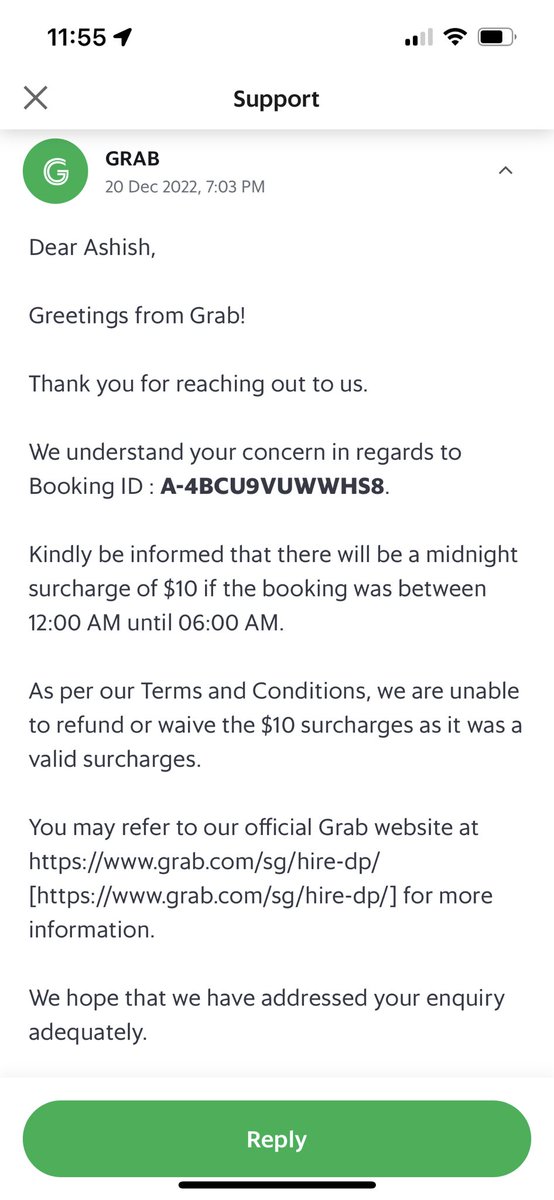 abhojani's tweet photo. @GrabSG This is your customer support first accepting the mistake and confirming to refund. The very next day they take a U turn and said cannot refund money. This is not expected from Grab. Kindly refund the money as promised. After multiple followups the case have been closed🙁 https://t.co/y4IjSNc3pw