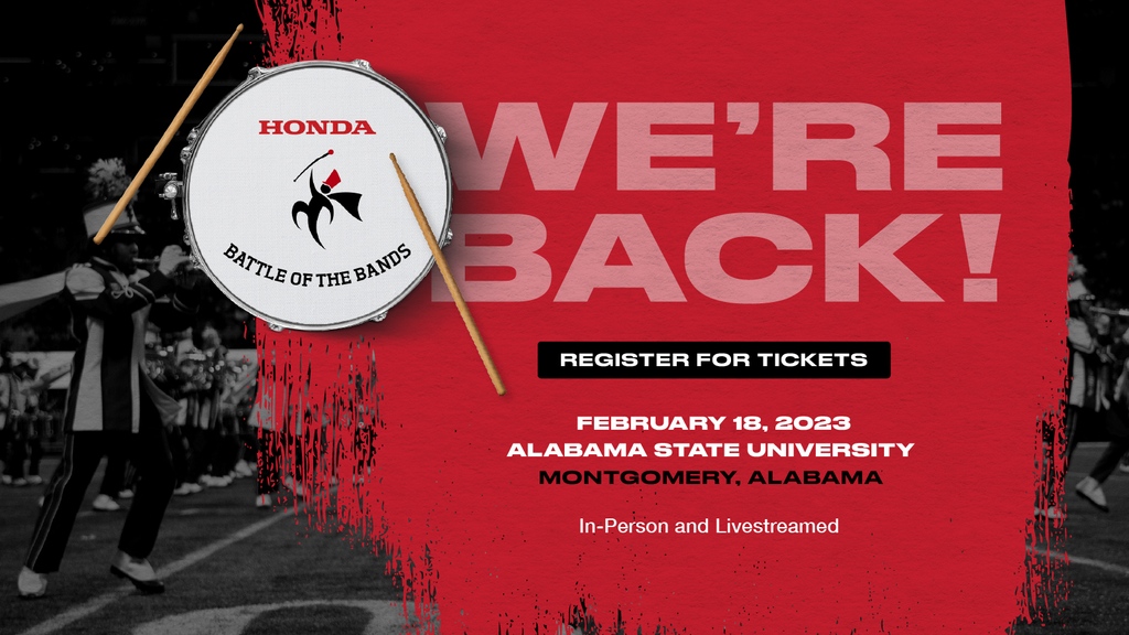 The_Honda's tweet photo. Visit the #HBOB website to buy your tickets ➡️ Click on 🔗 in bio.

HBOB 2023 is right around the corner.  It will be here before you know it!

#hondabattleofthebands #hbcumarchingbands #hbcubands #hbcu #hbcupride #hbculove #hbcumade #hbculife #hbcuunity
#hbcus #hbcusmatter https://t.co/7JMHfTTgLy
