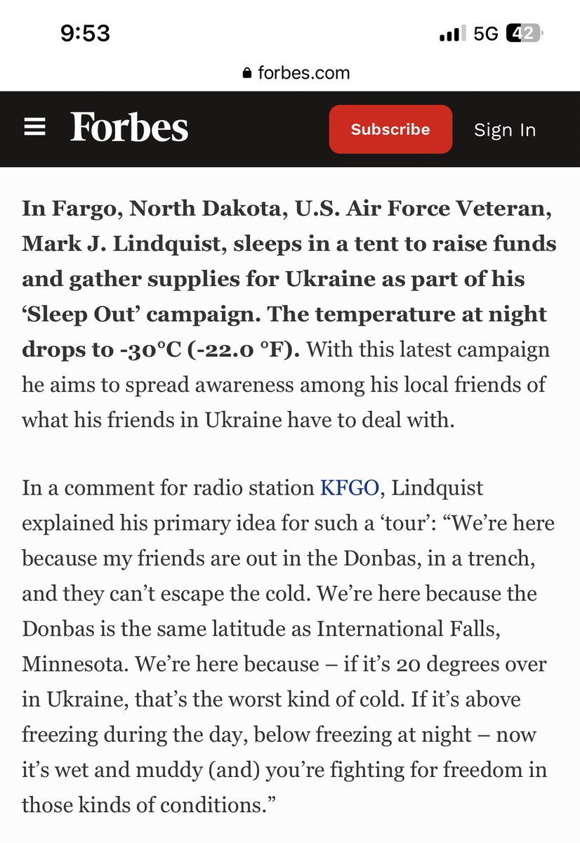 MarkJLindquist's tweet photo. WOW! Operation:Sleep Out made @Forbes !! 🤯 I just need to get on the tv shows and tell all of America how citizens can help Ukrainians! We have 100s of volunteers ready #Ukraine #UkraineRussianWar #StandWithUkraine #RussiaUkraineWar #CBS #NBC #FOX #ABC #CNN #OperationSleepOut https://t.co/LqVMydntDg