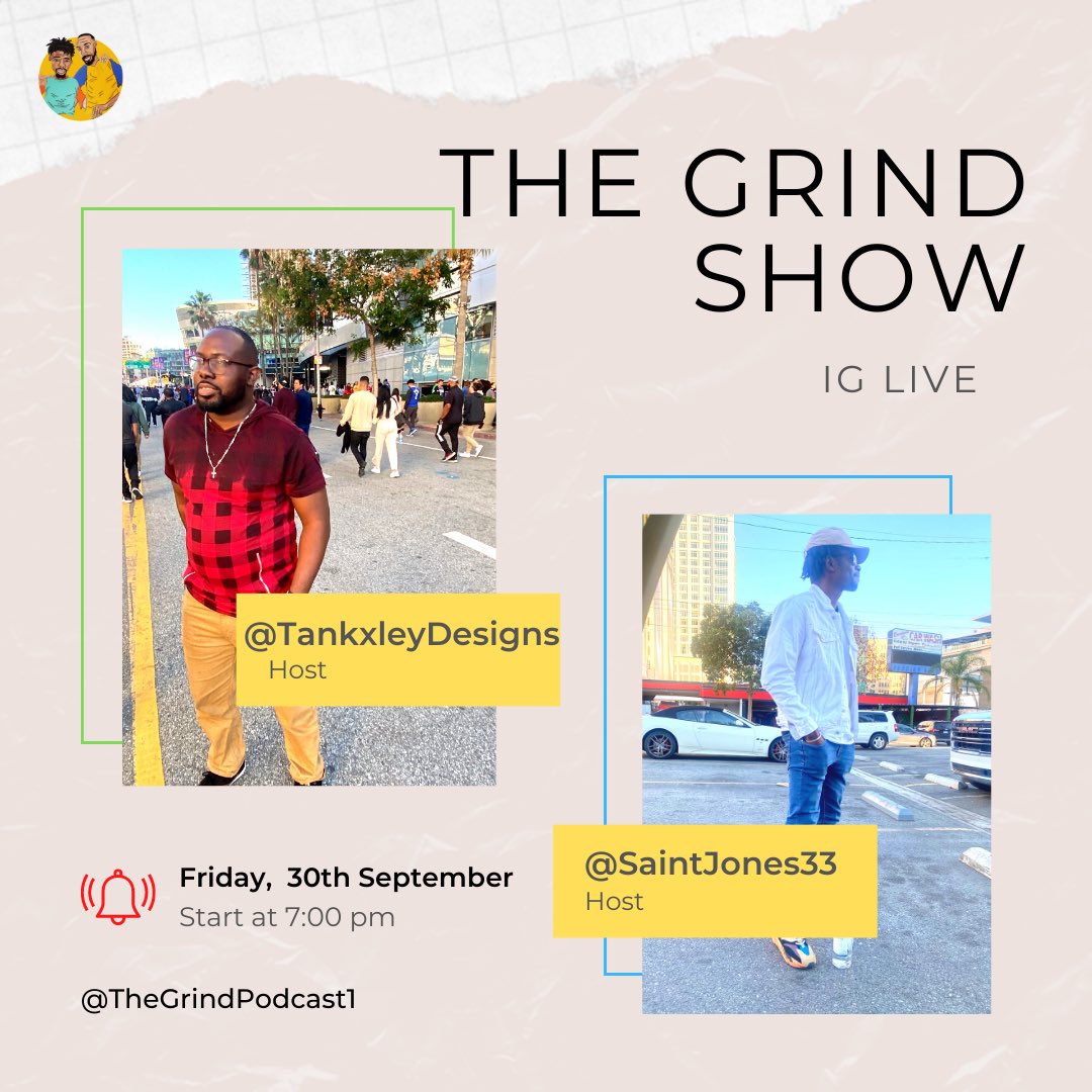 DHC_02's tweet photo. The Grind Show live on Instagram! Friday, December 30th, 2022! 7:00pm @tgp1914💙

Last episode of the year with host AJ @saintjones33 💛 &amp; Tyler @TankOFAmerica 💚

EP.26 Pending…🏁

Tune in On IG!❤️

Watch full Ep on Youtube 📺 #LinkinBio #Subscribe for all releases!
🔥🚀🖤🔋🏁 https://t.co/d7MpKVriEy