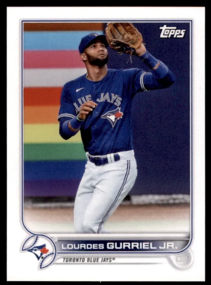 RickDunaway's tweet photo. @MLB @BlueJays Can someone can help me with a question? What are the colored bars on the wall behind @yunitogurriel pictured on his 2022 @Topps    Card? I’m collecting his rainbow 🌈 with the rainbow photo and I’m just curious as to what they are? Thanks Rick D. https://t.co/qyz8lFVCLf