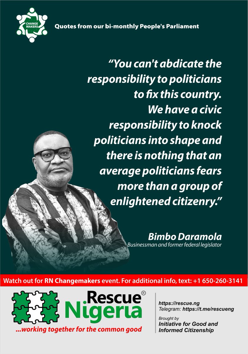 RescueNigeria1's tweet photo. Quotes from Rescue Nigeria's People's Parliament
#gbebody #ourmumudondo #wisevoter #rescuenigeria #changemakers #wakeupnigerians #nigeriavotes2023 https://t.co/i7bkXG6mIq