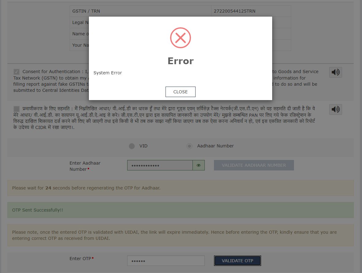 TaxationUpdates's tweet photo. System Error
@cbic_india @UIDAI @cbic_india https://t.co/3XWlicIoHs