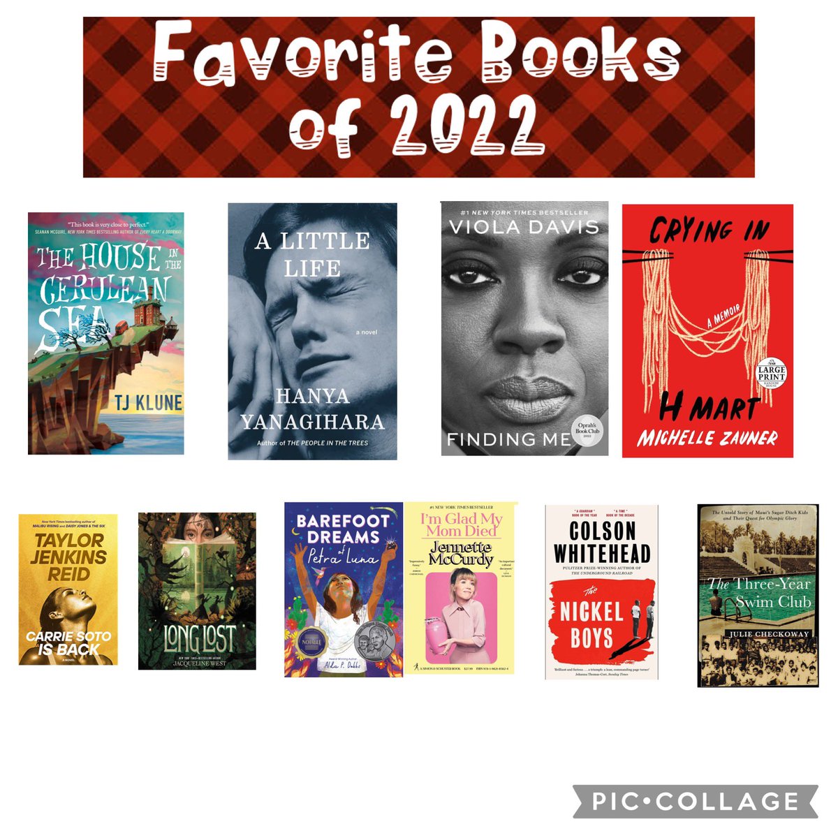CarnahanLibrary's tweet photo. My favorite reads for the year. List excludes picture books. 😁📚@RivetingReads #readingfavorites #toptenreads #readingrocks https://t.co/cDe64gOqSl