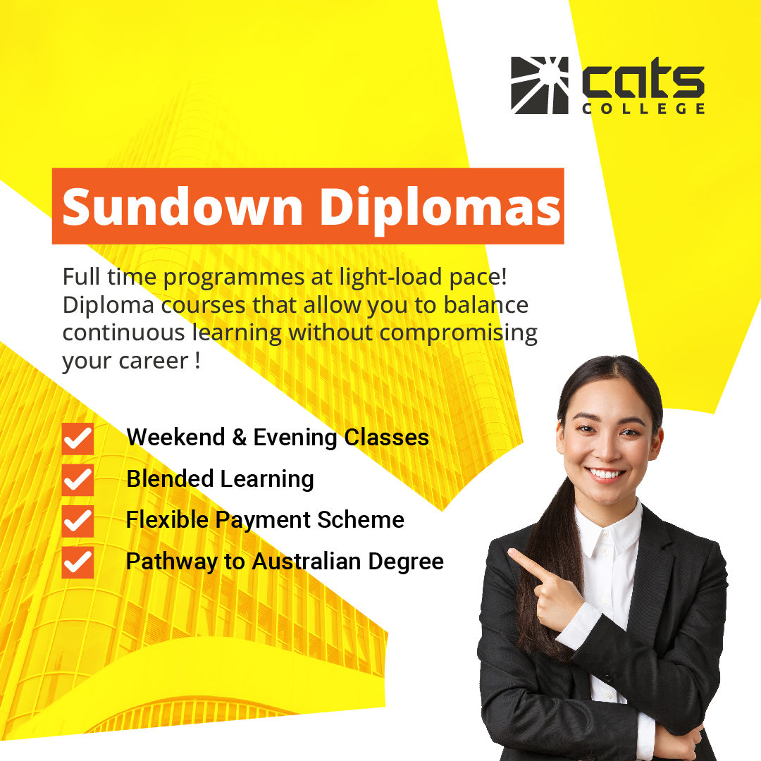 CATScollege's tweet photo. “Hey big guy, sun’s getting real low.”
Further your studies while still crushing it in your career.
Hulk up your career with #CATSCollege Sundown Diplomas - MQA accredited 3-year working adult programmes. Pursue light-load studies while prioritizing your day job and gig economy! https://t.co/XXDgqMUGzx