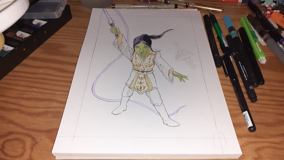 theBdrawings's tweet photo. Les dernières finitions pour l'ultime commande de l'année qui sera remise en main propre demain, lors du réveillon le 31 !
#Vernestra #VernestraRwoh #Vern #Jedi #StarWars #TheHighRepublic #drawing #illustration #inking #inkingtime #TrueArtist #NoAI #Commission #art #Nantes https://t.co/8Qo7XLiBZO