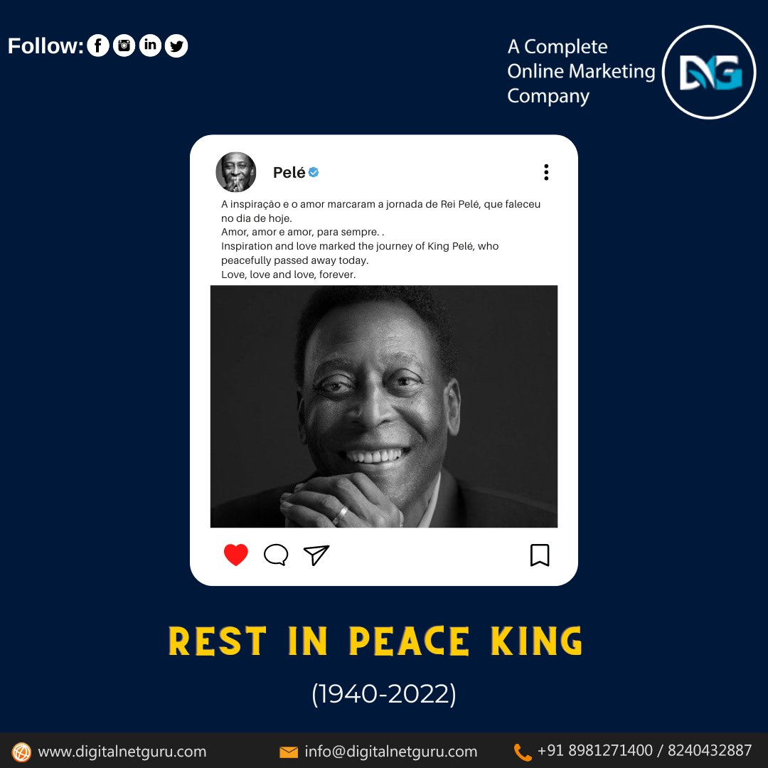 digitalnetguru's tweet photo. A sad day for soccer. 
RIP, Pele. 💛💚
#RipLegend #Pele #PeleEterno #RIPPele #digitalnetguru https://t.co/lHZCWR5buq