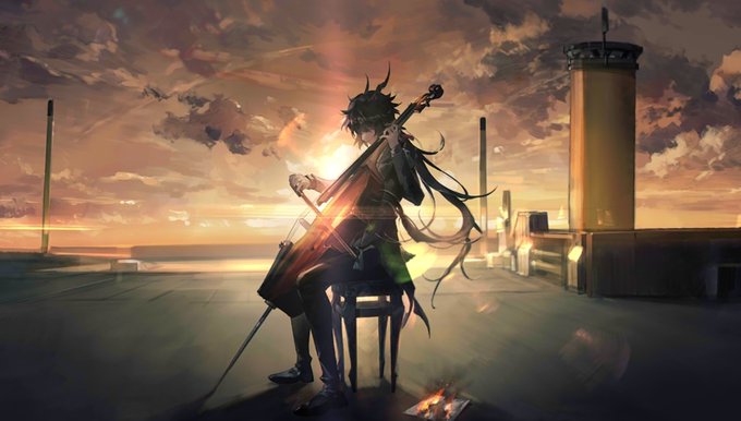 「座る ヴァイオリン」のTwitter画像/イラスト(新着)