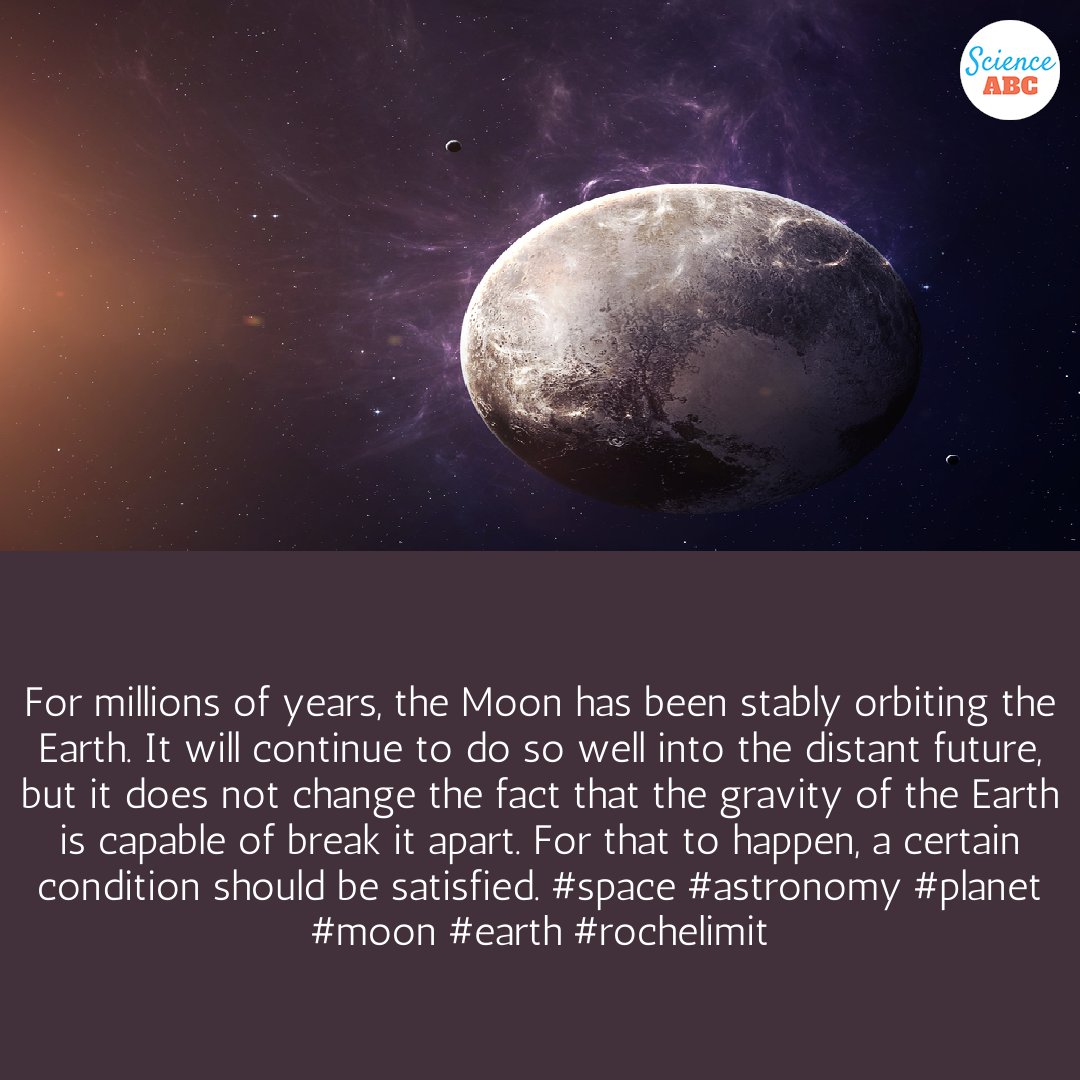 abc_science's tweet photo. Can Earth’s Gravity Break The Moon Apart? #space #astronomy #planet #moon #earth #rochelimit Check the link:https://t.co/PzeCevCNbk https://t.co/HD8vOso2lA