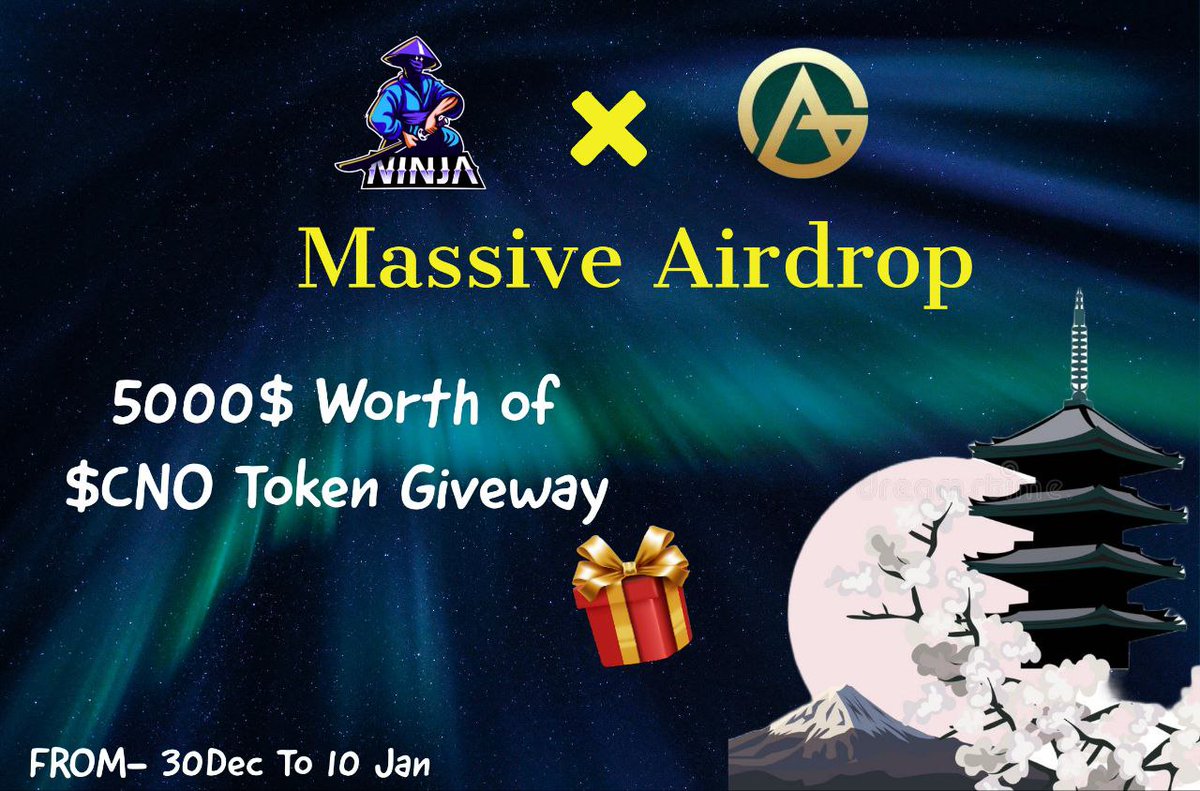 Genius Airdrops™ (@cryptoearning17) on Twitter photo 📣 Crypto ninja X Genius Airdrops Massive #Giveaway
😱 Prize Pool-
🎁 5000$ Worth CNO Token
To Enter:
✅ Follow <a href="/CryptoEarning17/">Genius Airdrops™</a> & @cryptroninja
✅ Like & RT Tag 3 Friends
✅ Finish tasks
giv.gg/cno
#Airdrops #Airdrop #Crypto #AirdropCrypto 📣 Crypto ninja X Genius Airdrops Massive #Giveaway
😱 Prize Pool-
🎁 5000$ Worth CNO Token
To Enter:
✅ Follow <a href="/CryptoEarning17/">Genius Airdrops™</a> & @cryptroninja
✅ Like & RT Tag 3 Friends
✅ Finish tasks
giv.gg/cno
#Airdrops #Airdrop #Crypto #AirdropCrypto