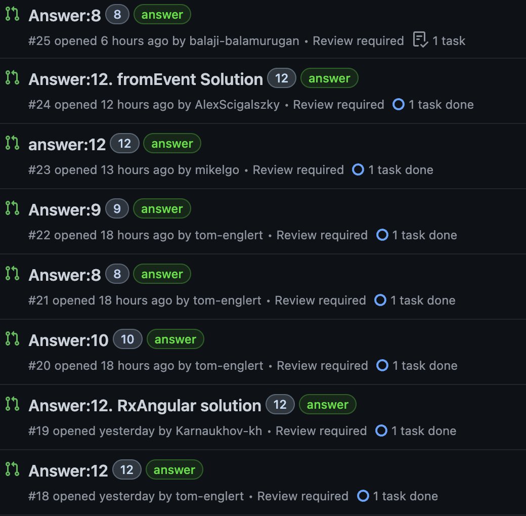 laforge_toma's tweet image. My #angularChallenges has gained some popularity in the last 24 hours. 🙏🙏🙏
It feels rewarding that people are starting to participate. 🤜🤛
If you want to give it a try:👇
github.com/tomalaforge/an…
💡If you have any ideas for challenges, contributions are more than welcome.