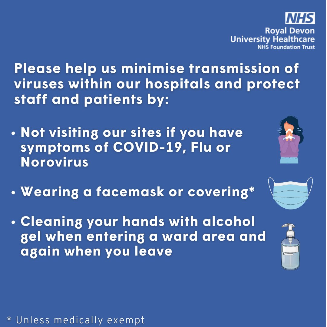 RoyalDevonNHS's tweet image. Cases of winter illnesses like covid-19, flu and norovirus are rising in the South West and we need your help to take steps to prevent the spread.