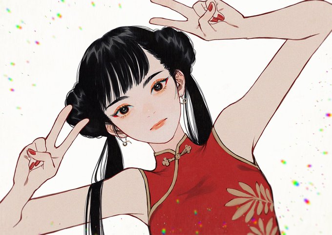 「china dress red dress」 illustration images(Latest)｜3pages