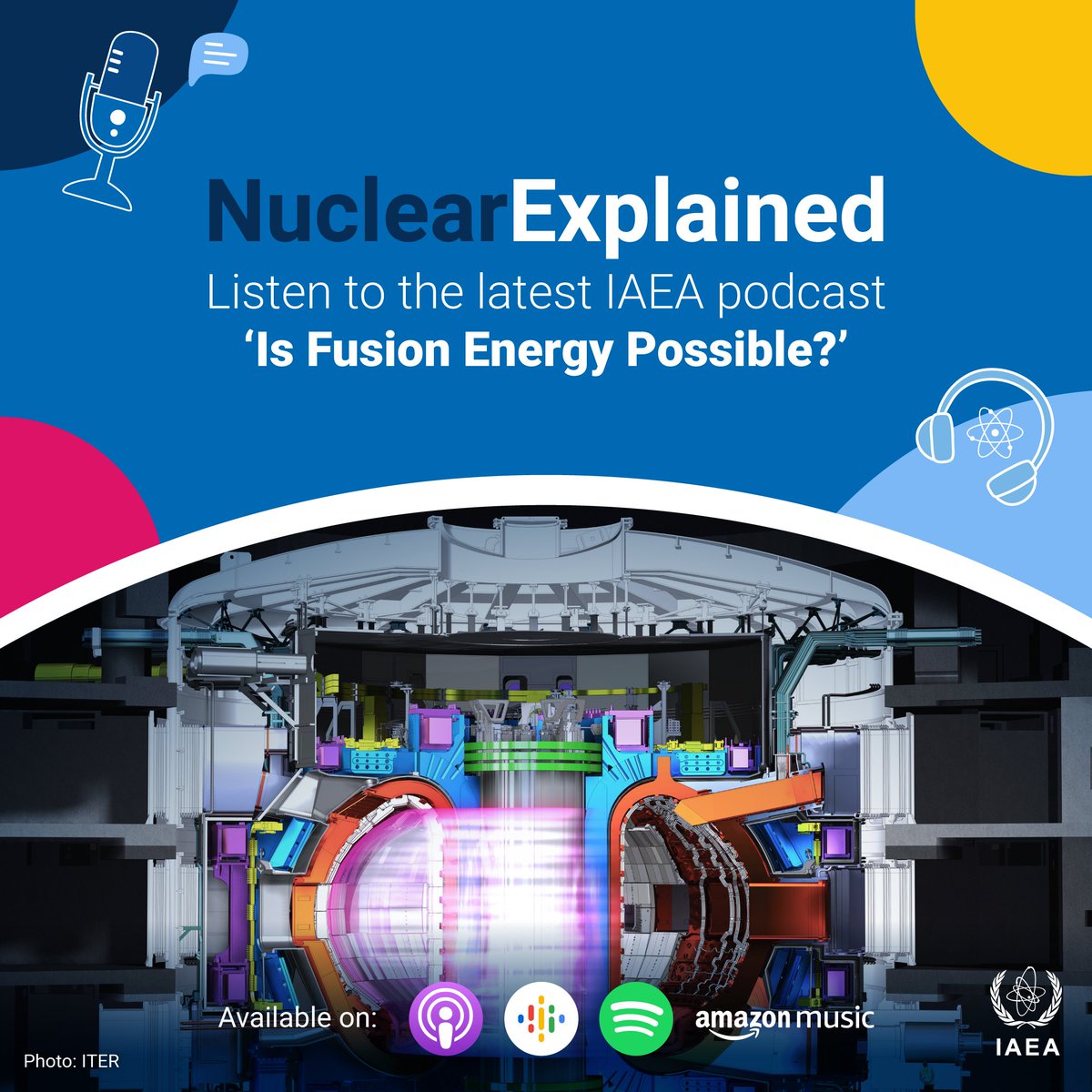 iaeaorg's tweet photo. 🤔⚛️Want to learn more about #nuclearfusion? NuclearExplained discusses its science, challenges &amp; what must be overcome before it can power our homes.

🎧 Listen &amp; subscribe 👇
🟢 Spotify https://t.co/abEcs0gt05
🟡 Google https://t.co/DNkgAsFUwS
⚪️ Apple https://t.co/HaqgbNJ3jf https://t.co/6N0599tUr9