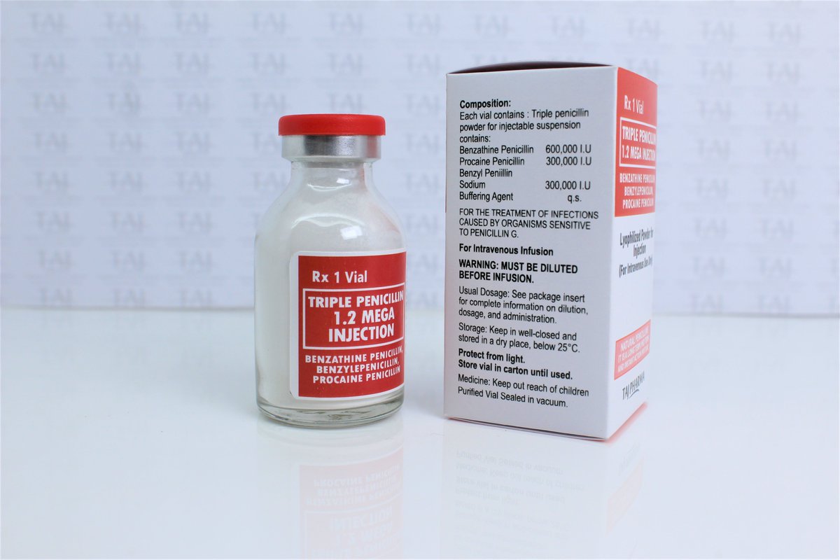 TAJPHARMACEUTI1's tweet photo. #Triple #Penicillin is used for the #treatment of moderately severe to severe #infections of the upper respiratory tract, scarlet fever, erysipelas, and skin and soft tissue infections caused by susceptible streptococci.
#benzathine #procaine #benzylpenicillin #tajpharma https://t.co/QZxI2WvD6z