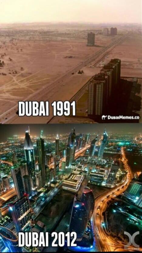Before and after pictures of #Dubai. 1991 to 2012.