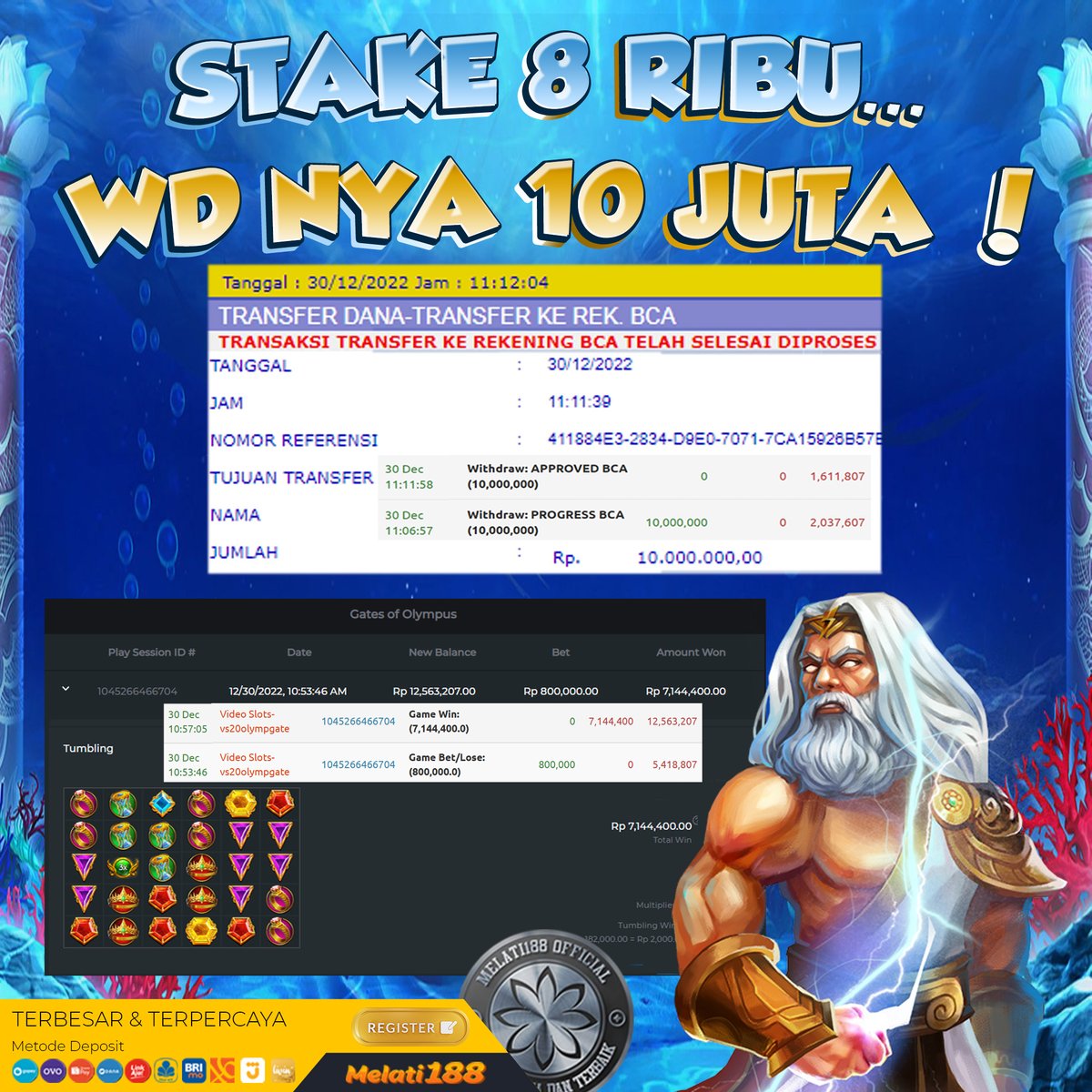 melatibet's tweet photo. STAKE 8 REBU DOANK..
DIKASI JP &amp; WD 10 JUTAAN !

ID : sur**********im
WD : 10,000,000
GAME : Gates of Olympus

LINK : https://t.co/YcE6EuwDiy

#melati188 #melatibet #pragmatic #pgsoft #slot #slotgacor #maxwin #gacor #kakekzeus #rungkad #rungkat #slotindonesia #nolimitcity https://t.co/CRdYqK5XPF