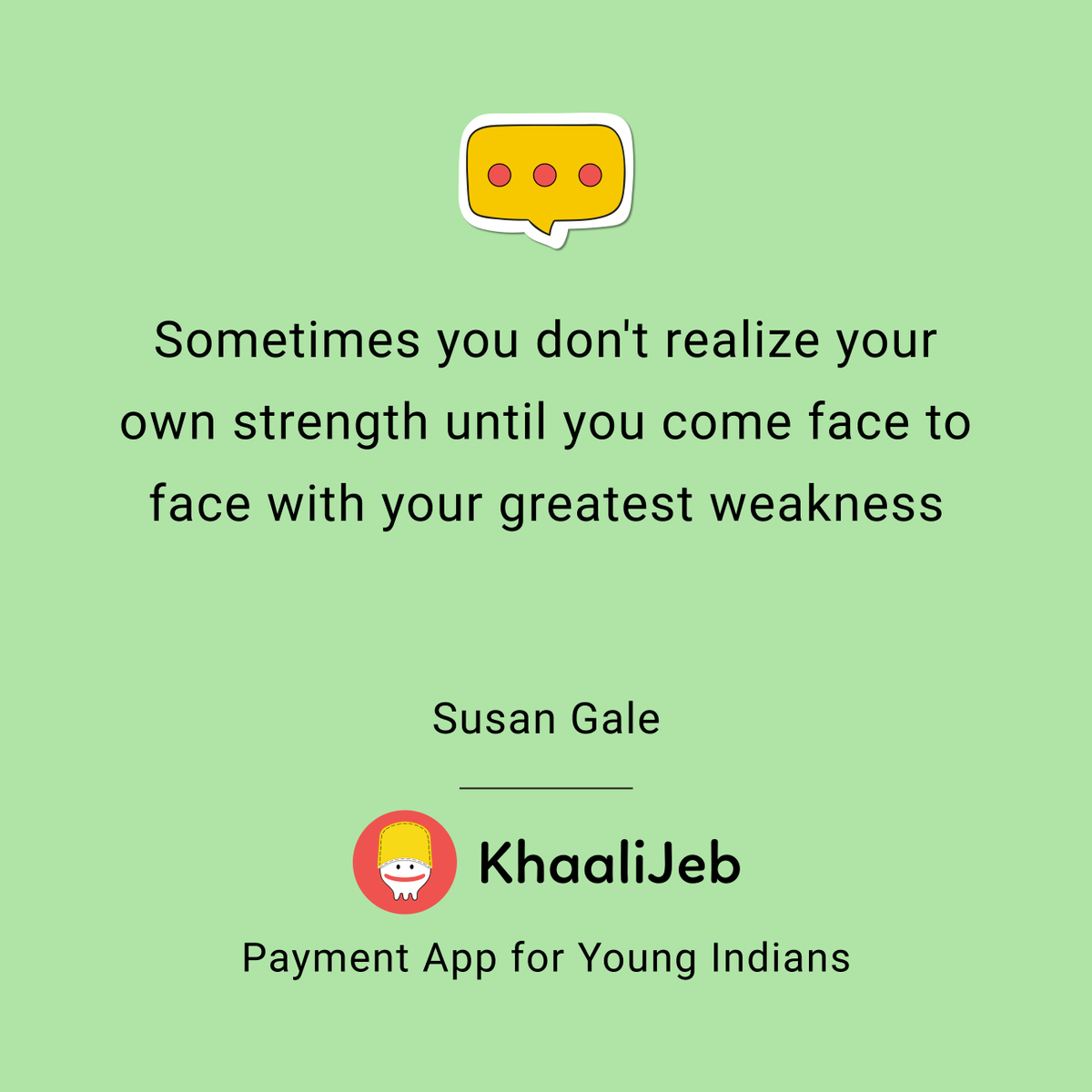 KhaaliJeb's tweet photo. Sometimes you don't realize your own strength until you come face to face with your greatest weakness

Susan Gale

#truefacts #quotesaboutlife #indianquotes #indianstudents #khaalijeb #quotesfromkhaalijeb #realisation #realization #strength #weakness #yourweakness #fullstrength https://t.co/EoHadlgIrO