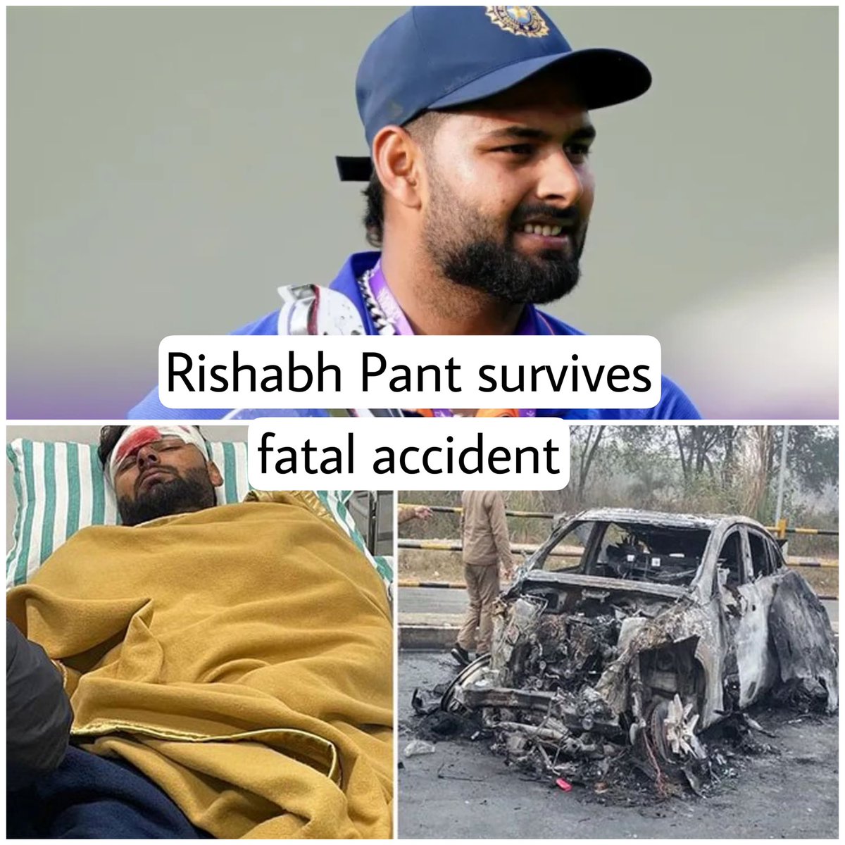 NevantaMedia's tweet photo. Indian cricket star  @RishabhPant17 was injured as his car collided with a divider on Delhi-Dehradun highway #RishabhPant https://t.co/AmZJlzofhl