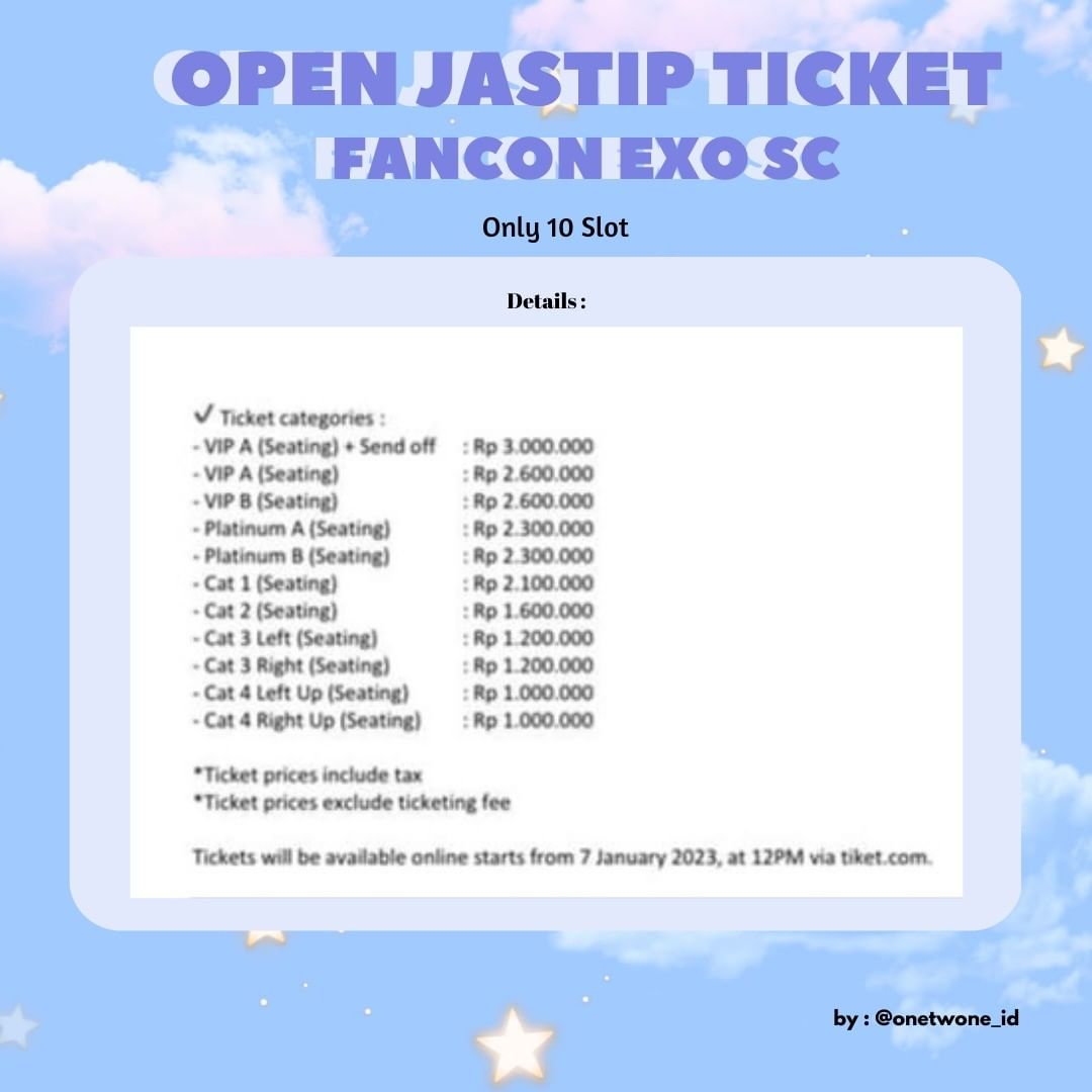 onetwone_id's tweet photo. OPEN JASTIP TIKET KONSER FANCON EXO - SC JAKARTA
๐ 4 Februari 2023
1. Fee only 350K
2. Diurus sampe ticket fisik
3. Pengiriman ticket COD by own
4. Tidak dapet ticket full refund
5. Booking ticket 200K
โ
Trusted since 2019
โ
Masuk grup whatsapp
#Jastiptiketkonser #BY121 https://t.co/Qyn6HAO3vd