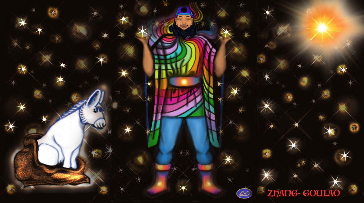 Elia42KA's tweet image. MITOLOGÍAS DEL MUNDO:
#DiosesChinos 
ZHANG GOULAO transitaba con un asno blanco que metía luego en su saco mágico del que podía salir hasta un ejército entero, y que siempre llevaba al hombro. ZHANG GOULAO. Es el transformador de la realidad.@los7soles