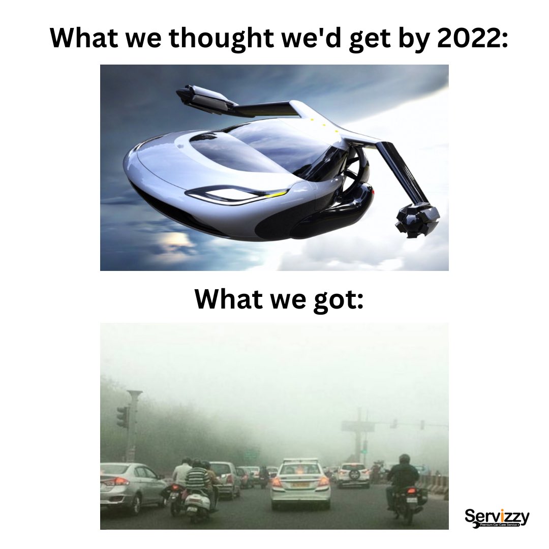 servizzy's tweet photo. Tbh even a flying car wouldn’t be able to navigate through Delhi’s pollution 🙄 https://t.co/4N5QzWreGy