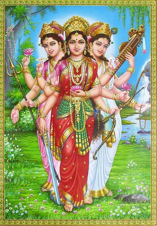 drumbeatsofeden's tweet photo. #TripleGoddess in #Hinduism: we all know of the 3 Devis #Saraswati #Lakshmi & #Parvati who correspond to #Tridev or #HinduTrinity of #Brahma #Vishnu & #Shiva. But there is another concept of #TripleGoddes in Hinduism that is similar to the one followed in #neopaganism...1/3 https://t.co/7pLXsralYy