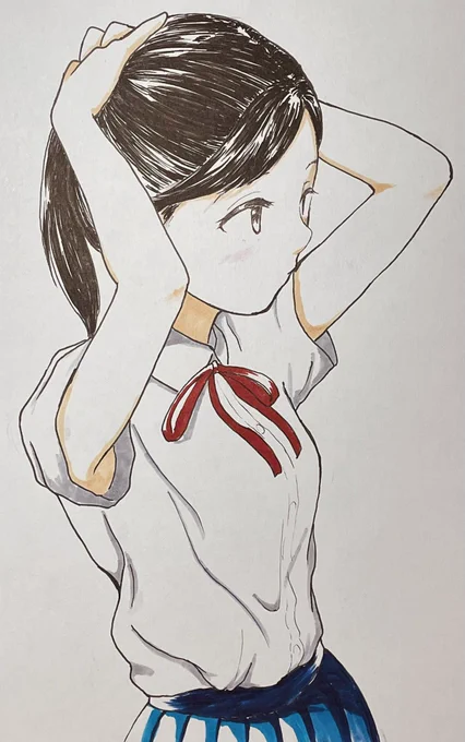 高校生の時にCLAMP先生の作品にハマり、大学生の時にあだち充先生の作品にハマって、今の絵柄になりました。#イラスト #イラスト練習中 #絵描きさんと繫がりたい 