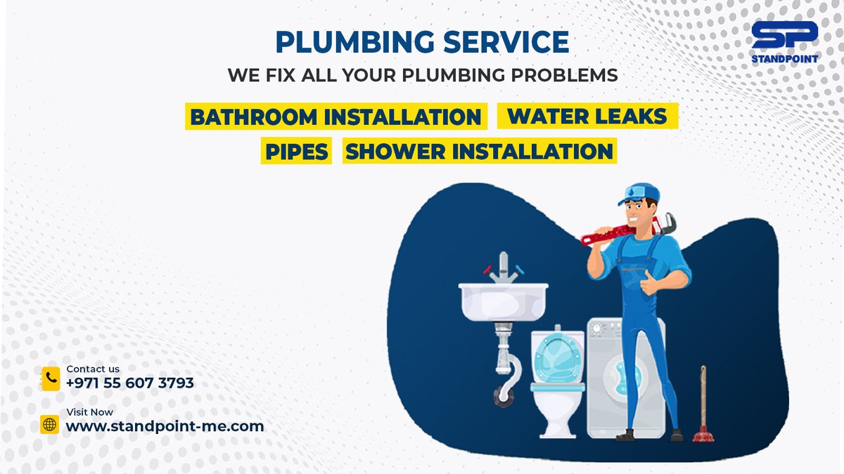 StandpPoint's tweet image. Leakage problem? Don’t worry! We provide the best plumbing service at your doorsteps in just one call
Call us!
☎️ +971 55 607 3793
🌐 standpoint-me.com

#standpoint #maintenancecompany #paintingworks #gypsumworks #ACWork #ElectricalMaintenance #PlumbingWork