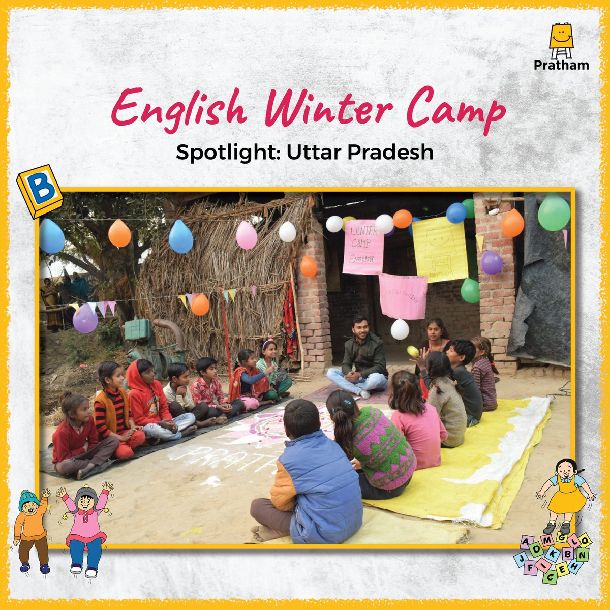 Pratham_India's tweet photo. Youth volunteers Sonu, Ketki and Soni commenced the 'Fun with English' through various amusing learning activities with children.
.
.
.
#Wintercamp #learningcamps #Englishcamp #learning #education #volunteers #children #Pratham https://t.co/VzPlQwCkm9