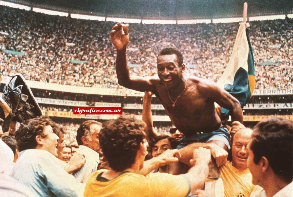 And so Pelé and his team mates in their yellow, green, and blue - broadcast around the world in colo