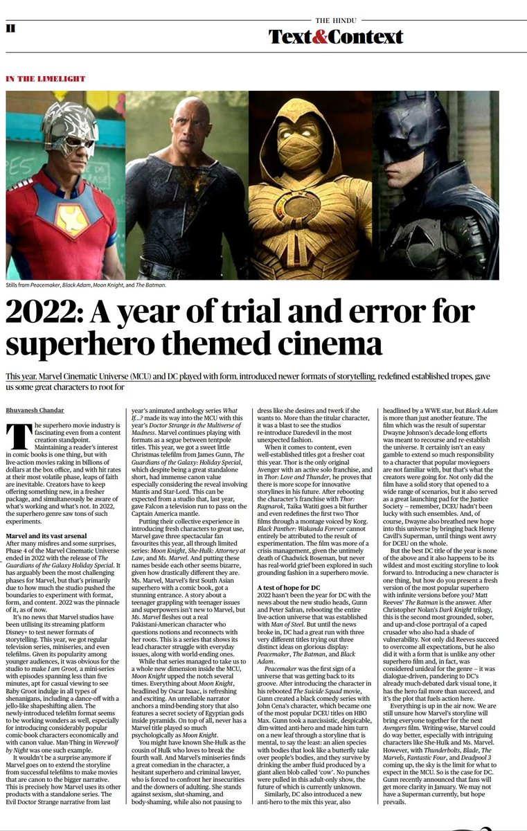 bhuvan_bruce_'s tweet photo. In 2022, #Marvel and #DC played with form, introduced newer formats of storytelling, redefined established tropes, and gave us some great characters to root for. Here's my #TextAndContext on the same:

https://t.co/N67DJfRE8F https://t.co/520enncAQ1