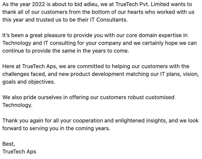#Goodbye2022 #Welcome2023 #TrueTechAps #MicrosoftPartner #GoldPartner #BørsenGazelle #FastestGrowingCompany #Microsoft365 #MSAzure #BusinessCentral #MSdyn365 #MSdyn365bc #DigitalTransformation #CloudComputing #ITandSoftware #PowerApps #PowerBI #CRMsoftware #ERPsolution