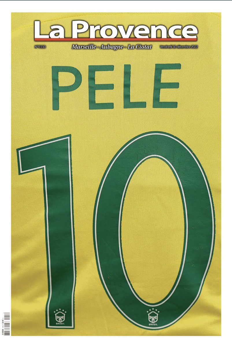 Numéro mythique à la Une de <a href="/laprovence/">La Provence</a> du jour #Pele. À lire, entre autres, la réaction de Paulo Cesar et le rappel des deux matches joués par la légende brésilienne au #Vélodrome en 1960 et 61.
