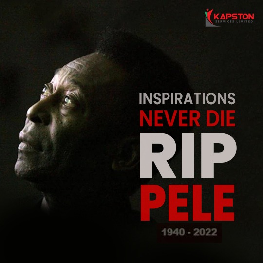 kapstonservices's tweet photo. You go on living in the hearts of millions. Death can't draw end to all.
Rest in Peace, Pele
#PeleEterno #pele_is_no_more #RestInPeacePele #kapstonservices https://t.co/uNymqnlj1r