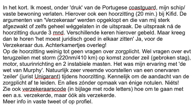 GBeerdsen's tweet photo. Verzekeraars en 'valkuil Kifid'. Een smérig samenspel! Achterkamertjes!
@unigarantnl en
DMW/Dronten 'vergeten' zorgplicht bij afsluiten van scheepsverzek.
Schade € 2 ton +. Schip was enig bezit mét hypotheek.
Info op TL of profiel.
#unigarant Graag RT
https://t.co/fIT95WCMfK https://t.co/fWvg0b1GAb