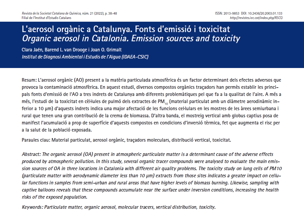 scq_iec's tweet photo. L’aerosol orgànic a Catalunya. Fonts d’emissió i toxicitat per Clara Jaén, Barend L. van Drooge i Joan O. Grimal #RevistaSCQ #Química 💦

🔗https://t.co/Q2TYagHCGr https://t.co/uWaz2cHwpo