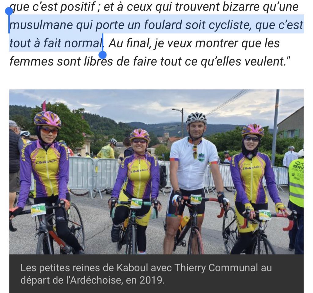 DamienRieu's tweet photo. Je vous présente Masomah Ali Zada, une réfugié politique afghane venue en France car elle ne pouvait pas faire de vélo en Afghanistan. 
Et devinez quel est son combat ? 🥁
Banaliser le voile… et donc le marqueur d’une religion… qu’elle a fui (et l’UE adore)🙄 https://t.co/RQwoTMg2fb