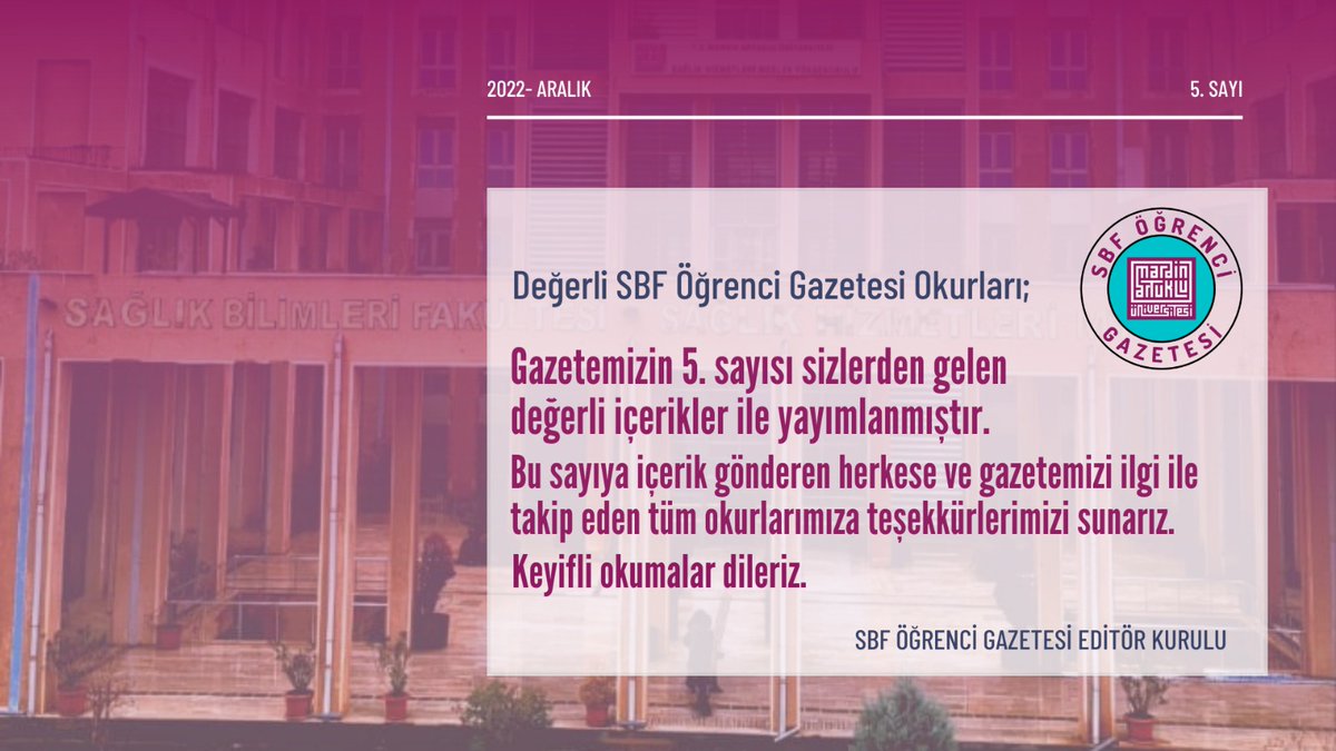 MauSbf's tweet photo. 5. sayımıza içerik gönderen ve gazetemizi ilgi ile takip eden tüm okurlarımıza teşekkürlerimizi sunarız.
📍https://t.co/iJHYnWWBCJ
@ibrahimozcosar @feridunbilginn @AhmetButun3 @KESKNHULYA @mehmet_ozyurt https://t.co/bLLyjchaYj