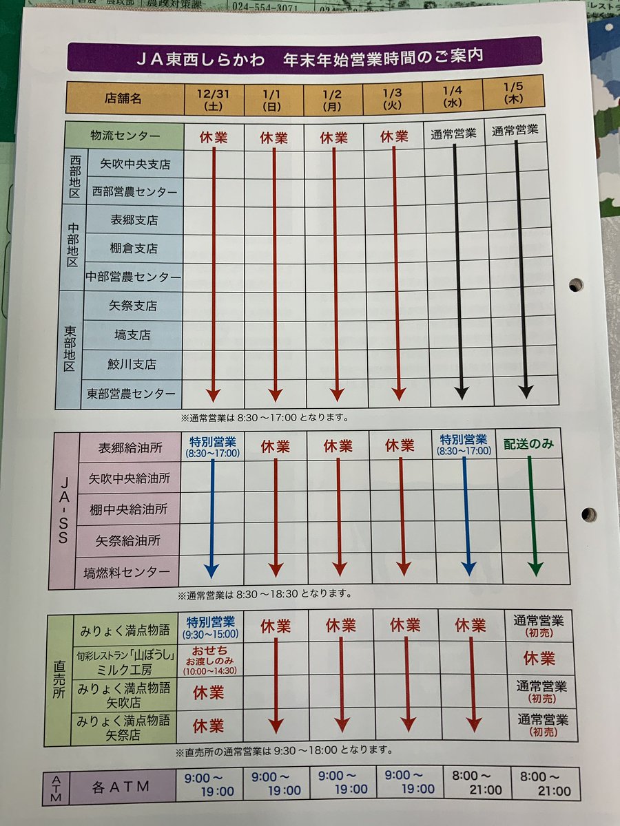 jatouzai's tweet photo. 本日、当JAは年内の仕事納めとなります。
各事業所の年末年始の営業時間は異なりますのでご確認ください❗️
本年は大変お世話になりました。来年も何卒よろしくお願い申し上げます✨良いお年をお迎えください☺️🤝🏻 https://t.co/JHGhZ9E4dn