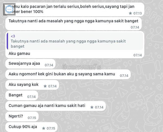 convomfs's tweet photo. 💭 Pacar aku chat gini, wajar ga? https://t.co/sIrcLd9YDj