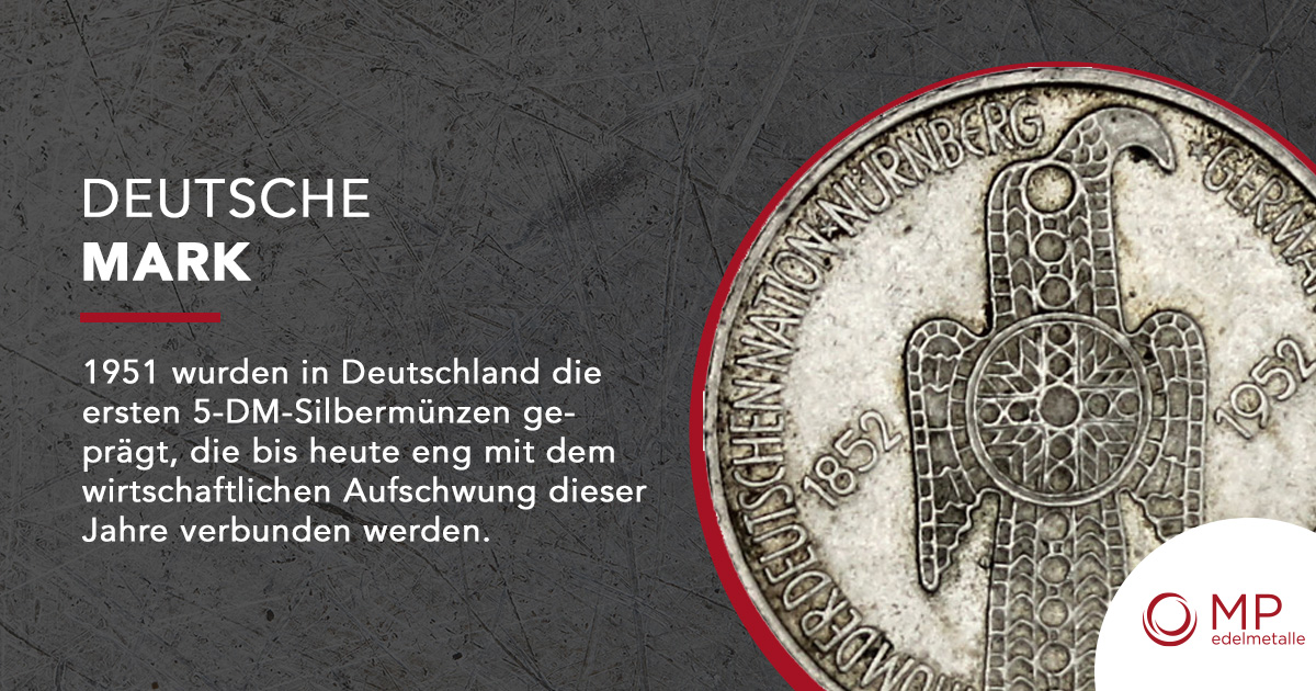 MPEdelmetalle's tweet photo. 1951 wurden in Deutschland die ersten 5-DM-Silbermünzen geprägt, die bis heute eng mit dem wirtschaftlichen Aufschwung dieser Jahre verbunden werden.

Warum diese Münzen immer noch wertvoll sind, erfahren Sie in unserem aktuellen Youtube-Video: https://t.co/MdgBDc2Aiz . https://t.co/agE8PsXi2u