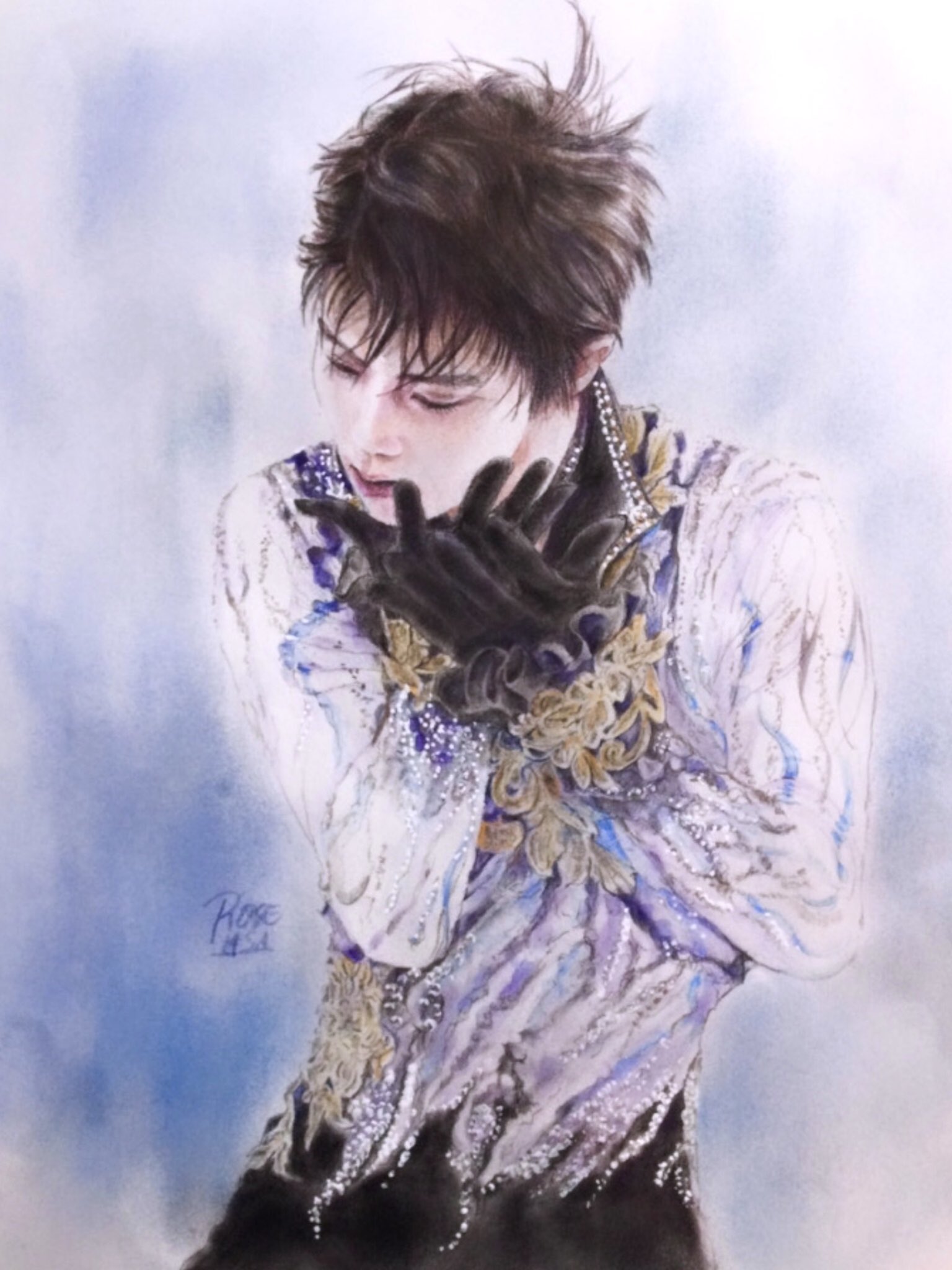 ラッキー　羽生結弦　絵画3点 氷の絵師たち : 金色の翼にのって ～羽生結弦選手をずっと応援～