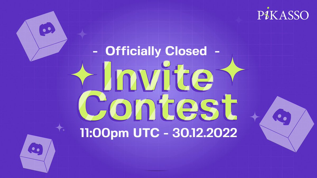 PikassoNFT's tweet photo. 📌The Pikasso Invite Contest ends TONIGHT AT ⌚ 11pm UTC
We will collect the official data to present to the community
Thus far, we have gained:
✅ +3000 Discord members
✅ +1000 Twitter followers
Thanks to everyone who helped grow the community! 
🍾 Have a Happy New Year! 

#nft https://t.co/RpMSrvOWGH